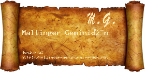 Mallinger Geminián névjegykártya